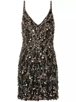 Jenny Packham короткое платье цвета дымки, черный