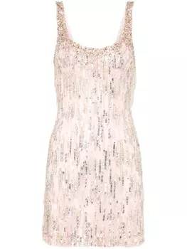 Jenny Packham короткое платье с мерцающим эффектом, нейтральный цвет