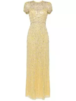 Jenny Packham платье Aster с кристаллами, желтый