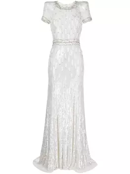 Jenny Packham платье Kira с пайетками, белый