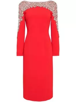 Jenny Packham платье миди Solstice с кристаллами, красный