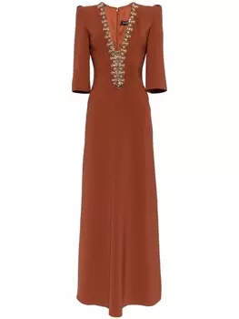 Jenny Packham платье Rive Gauche с кристаллами, коричневый