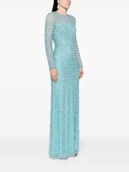 Jenny Packham вечернее платье Nova с кристаллами, синий