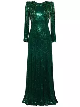 Jenny Packham вечернее платье Paloma с пайетками, зеленый