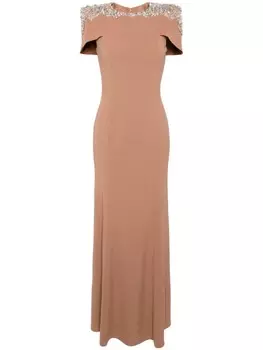 Jenny Packham вечернее платье Polaris с кристаллами, коричневый