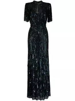 Jenny Packham вечернее платье Viola с пайетками, синий