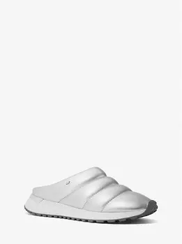 Эпические металлические стеганые кроссовки Slip-On Michael Kors, серебряный