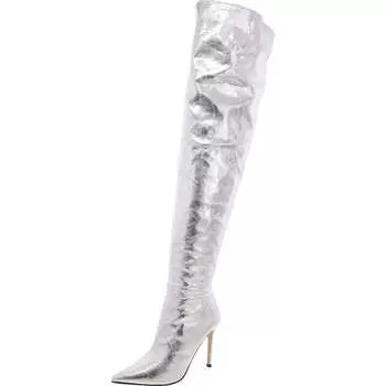 Эпические женские сапоги выше колена из искусственной кожи на шпильке Steve Madden, серебряный