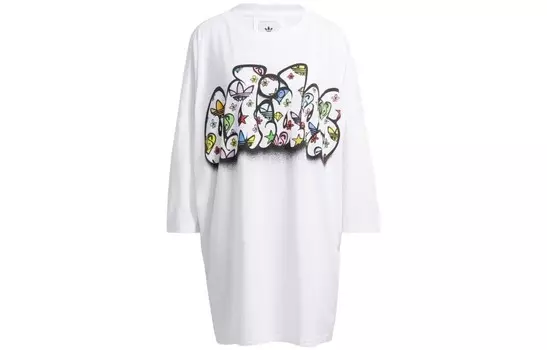 JEREMY SCOTT Платье с длинными рукавами женское белое Adidas Originals