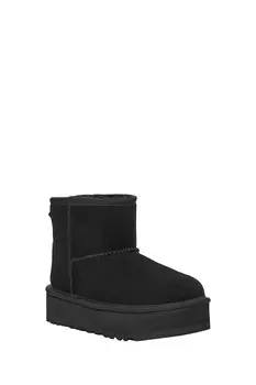Эскимосские сапоги классические мини на платформе черные Ugg