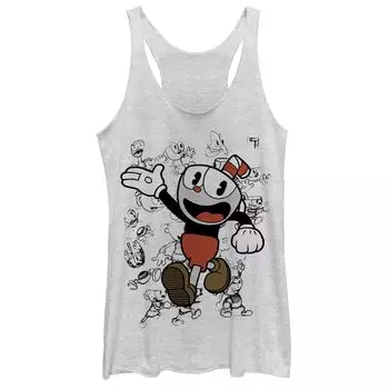 Эскизы персонажей Juniors' Cuphead Серая майка с графическим рисунком Licensed Character