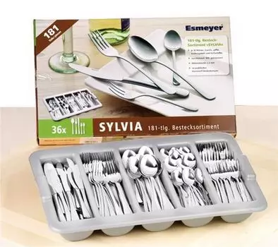 Эсмейер 181 штука Набор столовых приборов для меню эконом модель 'SYLVIA' 18/0 нержавеющая сталь полированная 156-065 Esmeyer