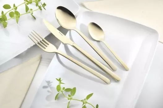 Эсмейер 18 шт. Набор столовых приборов для меню 'CAROLINE' 18/10 полированная нержавеющая сталь - с PVD покрытием под золото - 6 персон Sonstige