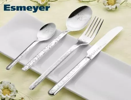 Эсмейер 24 шт. Набор столовых приборов 'BETTINA' с изящной лазерной гравировкой FLORAL - нержавеющая сталь полированная 18/10 - 6 человек Esmeyer