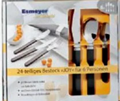 Эсмейер 24 шт. Столовые приборы JOY, изготовлены из нержавеющей стали 18/8, полированные, с черными пластиковыми ручками., 192-081 Esmeyer