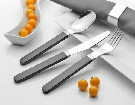 Эсмейер 32 шт. Набор столовых приборов для меню 'JOY' Bistro 18/10 полированная нержавеющая сталь - ручки пластиковые ЧЕРНЫЙ - 8 персон Esmeyer