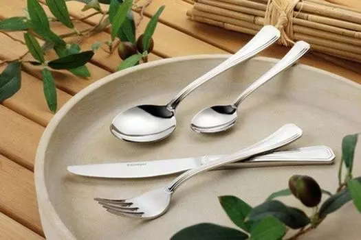 Эсмейер 48 шт. Набор столовых приборов для меню 'АНЖЕЛИКА' 18/10 нержавеющая сталь декор полированные полосы - 12 персон Esmeyer