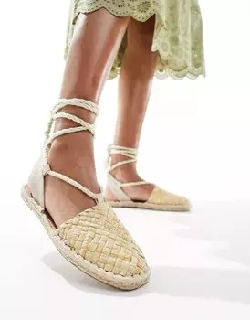 Эспадрильи Asos Design Jungle Woven Strappy, светло-бежевый
