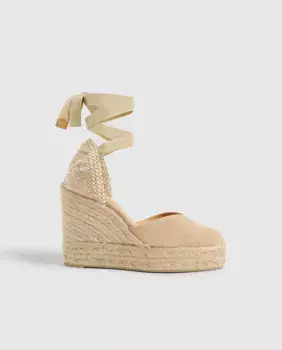 Эспадрильи Chiara из стираного хлопка с застежкой-бантом и двойной платформой Castaer, бежевый