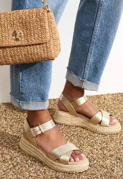 Эспадрильи CROSSOVER STRAP - Wedge sandals New Look, золотой