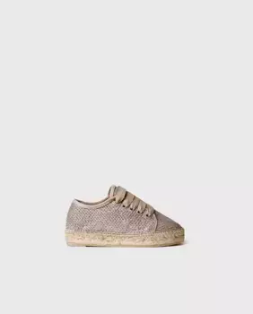 Эспадрильи для девочек из блестящей ткани со шнурками Toni Pons, золотой