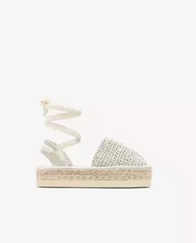 Эспадрильи для девочек на платформе и завязывающимися лентами B&W Conguitos, бежевый