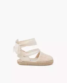 Эспадрильи для девочек с плетеными лентами Pisamonas, цвет Crudo