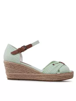 Эспадрильи High Wedge Seersucker Tommy Hilfiger, зеленый
