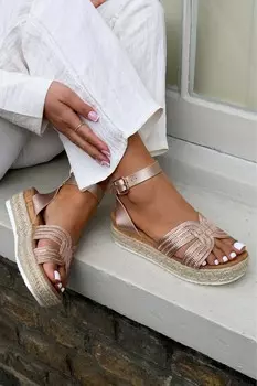 Эспадрильи из двух частей с декором на танкетке Linzi, серебряный