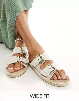 Эспадрильи из натурального льна ASOS DESIGN Wide Fit Jada с двойной пряжкой