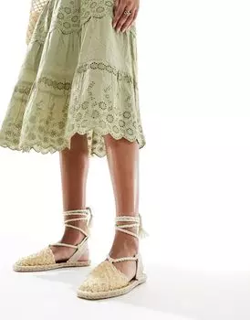 Эспадрильи из тканой ткани с ремешками ASOS DESIGN Jungle из натуральной рафии