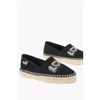 Эспадрильи LOVE из сетки с логотипом и подошвой из рафии Moschino, Black