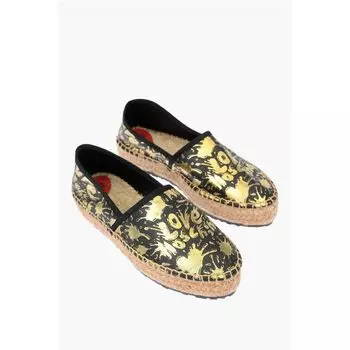 Эспадрильи LOVE Leather SPLASH на платформе с логотипом 4 см Moschino, Black