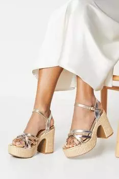 Эспадрильи Millie с ремешками на платформе и высоком блочном каблуке Oasis, золото