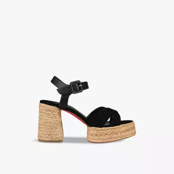 Эспадрильи на каблуке из замши и кожи Calakala 85 Christian Louboutin, черный