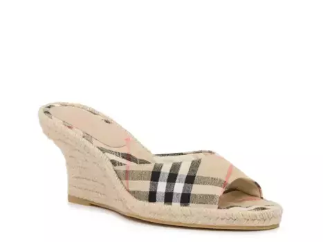 Эспадрильи на клиновидной подошве Burberry, Tan Plaid Print