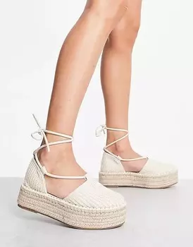 Эспадрильи на платформе ASOS DESIGN Juggle, бежевый