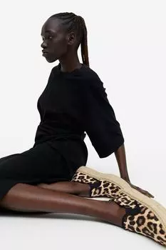 Эспадрильи на платформе H&M, светло-бежевый/леопардовый принт