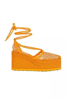 Эспадрильи на шнуровке стрейч Bottega Veneta, цвет Tangerine