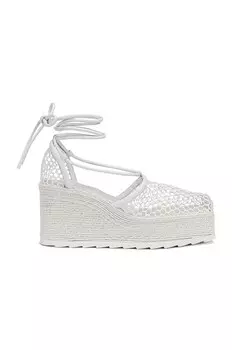Эспадрильи на шнуровке стрейч Bottega Veneta, цвет Optic White
