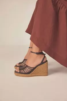 Эспадрильи на танкетке Forever Comfort с прямоугольным носком Next, черный