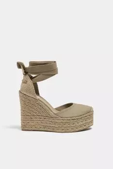 Эспадрильи на танкетке на платформе Pull&Bear, серо-коричневый