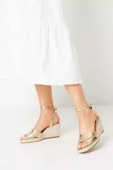 Эспадрильи на танкетке с зубчатыми перекрестными ремешками Georgeiana Oasis, золото