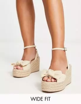 Эспадрильи на танкетке Trisha с бантом ASOS DESIGN Wide Fit из натуральной ткани