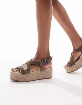 Эспадрильи Pull&Bear на плоской подошве коричневого цвета