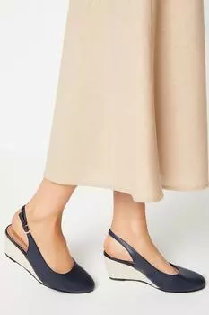 Эспадрильи Rose с открытой пяткой и миндалевидным носком на низкой танкетке Wallis, темно-синий