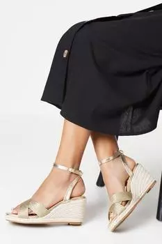 Эспадрильи Roxanne из двух частей на танкетке с веревочной отделкой Wallis, золото