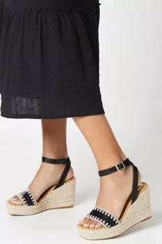 Эспадрильи с отделкой Berlin Stitch на танкетке Oasis, черный