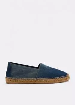 Эспадрильи SAINT LAURENT Denim embroidered espadrilles , синий