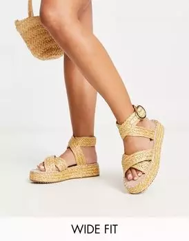 Эспадрильи широкого кроя из рафии ASOS Wide Fit Journey
